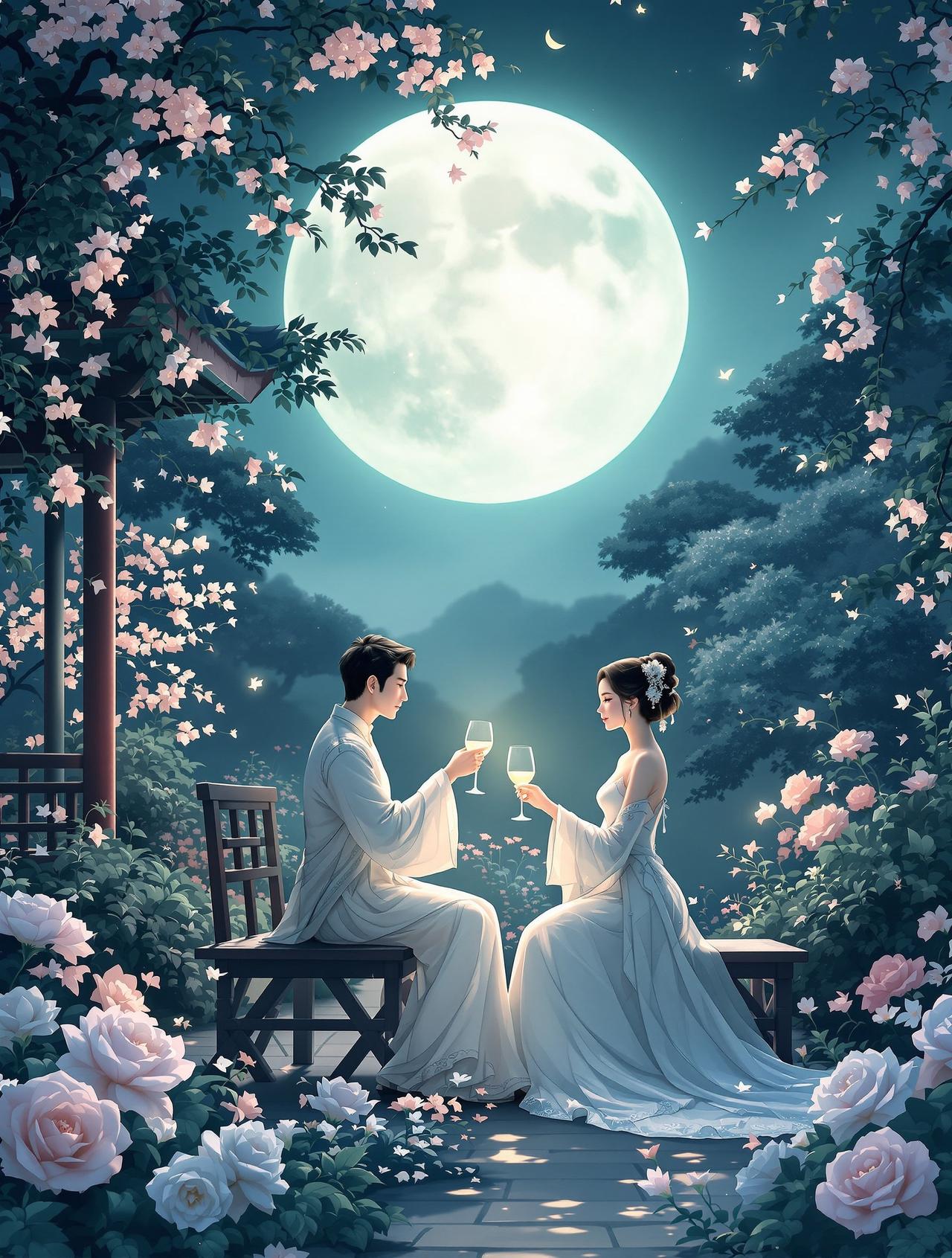 歪歪的漫画番剧 - 月下花间：花间一壶酒，月下共此生